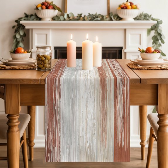 Table Runners 90 Inches Long Dress Scarves, Barn Red Wooden Farmhouse Coffee/Dining/Kitchen Table Decor Table Runner for Living Room, Contemporary Shabby Distressed 13x90 Inch