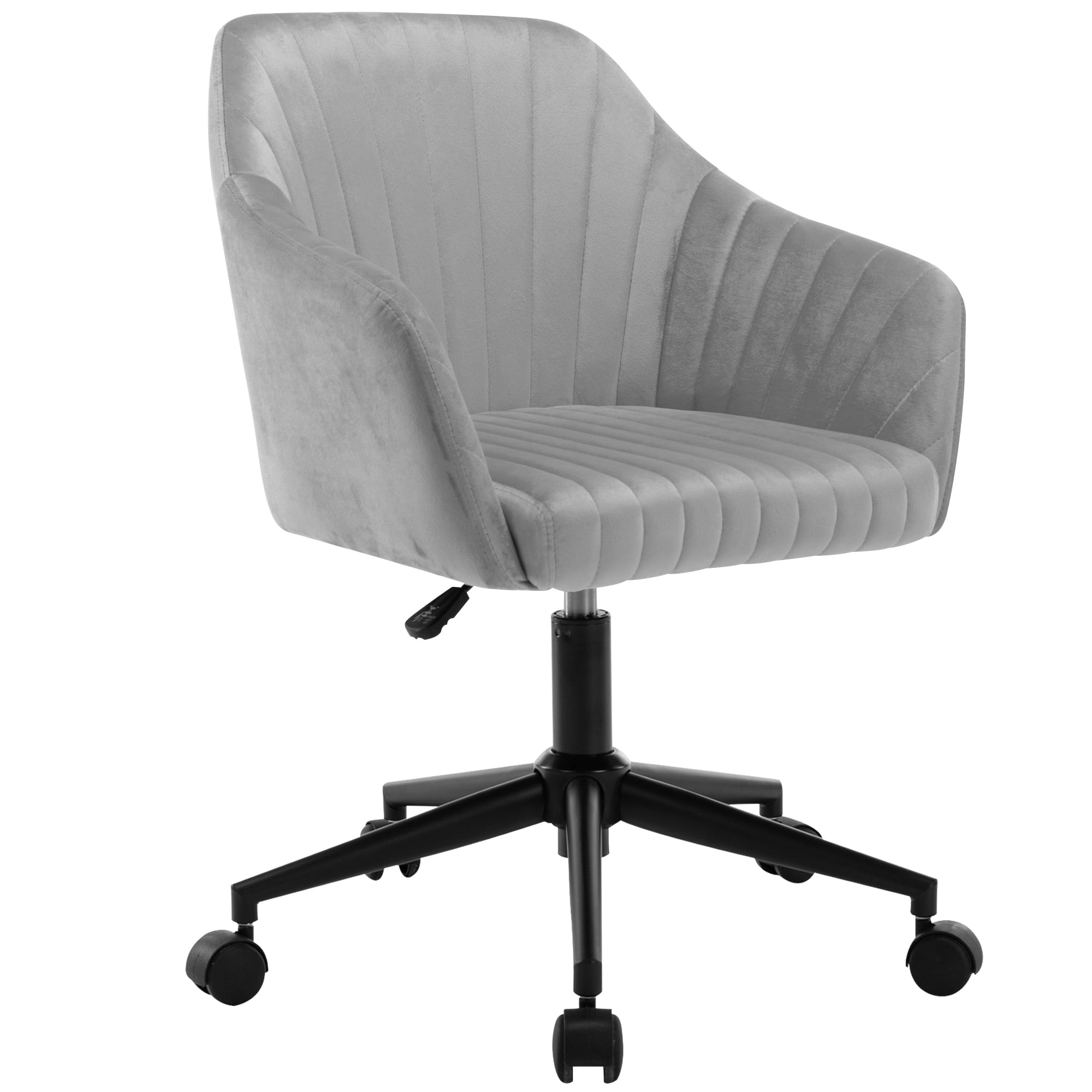 Modern Tufted Velvet Makeup Chair, 360° Swivel Reception Chair with Back and Arms, Tufted Task