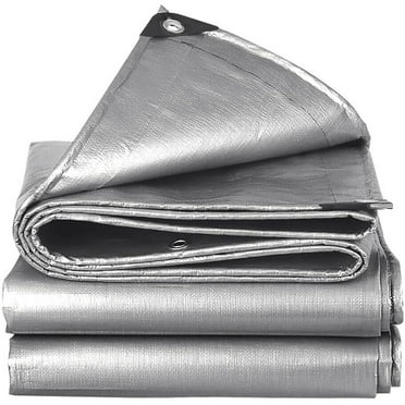 WSYW 12*16ft Tarps Heavy Duty Waterproof, 10 Mil Silver Poly Tarp Cover, UV Resistant, Rip and Tear Proof Tarpaulin with Grommets and Reinforced Edges for Roof, Patio, Camping, Boat, Pool