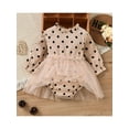 thumbnail image 4 of Qiylii Baby Girls Long Sleeve Dot Print Tulle Skirt Patchwork Romper,0-18M, 4 of 9