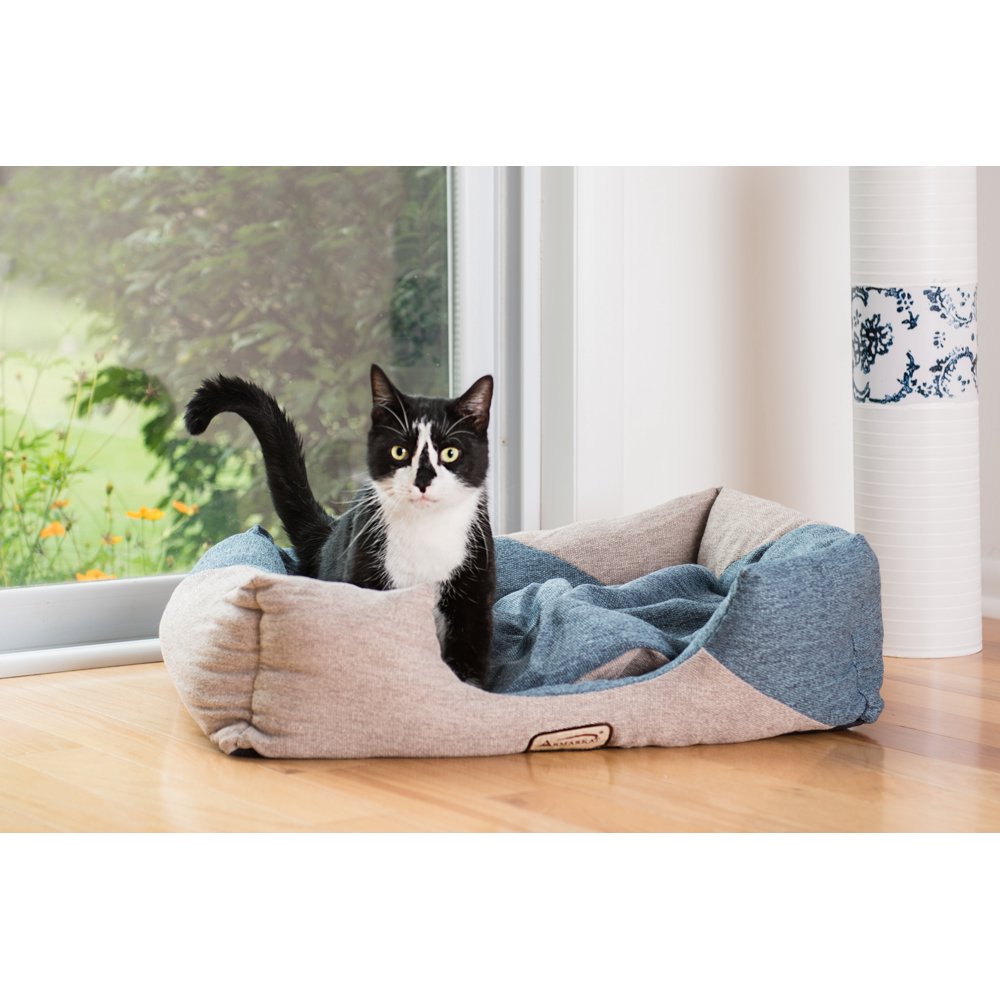 Armarkat Cat Bed Model C47, navy blue & beige