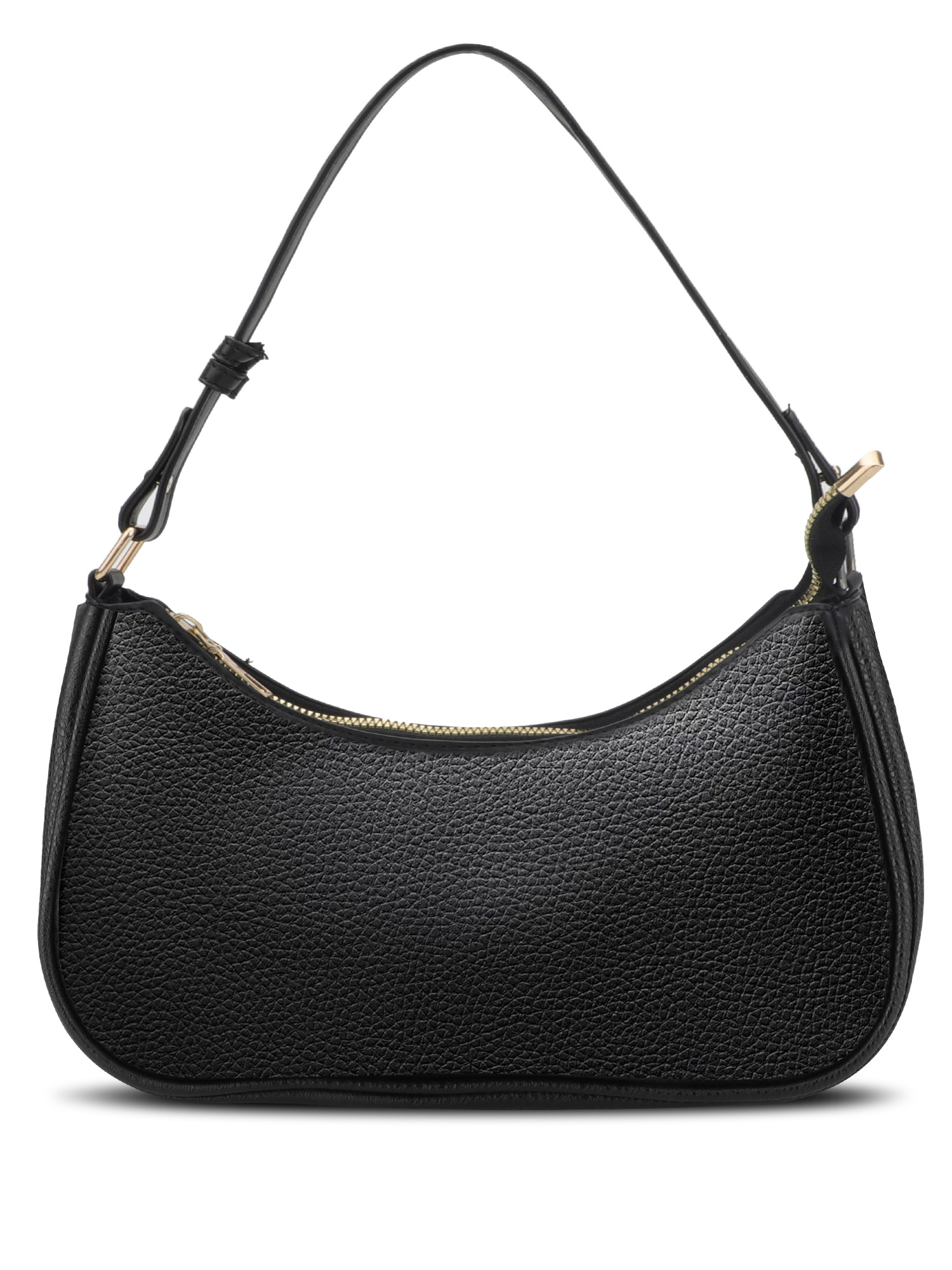 TSV Shoulder Bag for Women, Small Leather Handbag with Zipper Closure, Black