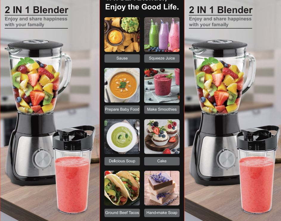 VAVSEA Countertop Blender 2.0 for Shake and Smoothies with 1200W, with