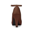 thumbnail image 3 of BLISSFUL STEP Women' Shoes Round Toe Stiletto Heel Ankle Strap Pumps Dark Brown 9.5, 3 of 8