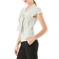 thumbnail image 4 of INSPIRE CHIC Women's Blouse Polka Dots Tie Neck Ruffled Cap Sleeve Wear-to-Work Top XS White, 4 of 8