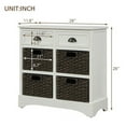 thumbnail image 2 of Rustic Storage Cabinet with Two Drawers and Four Classic Rattan Basket for Dining Room/Living Room (White), 2 of 7
