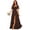 Brown, variant on Bridesmaid Dress Short Sleeve Chiffon A-Line Evening Dress with Pocket Slit