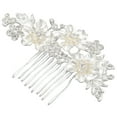 thumbnail image 3 of 3X Wedding Bridal Hair Combs Vintage Imitation Crystal Hairpins Prom Jewelry Gold Silver Flower Pattern Hair Pins, 3 of 8