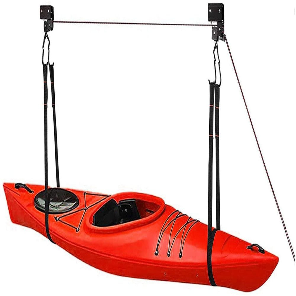 Kayak Hoist Lift Hanging 2 Pulley System Garage Ceiling Mount 125 Pound Capacity 