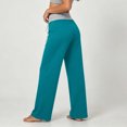 thumbnail image 3 of cocolona Womens High Waist Patchwork Yoga Pants Elastic Waist Drawstring Wide Leg Lounge Pants with Pockets, 3 of 4