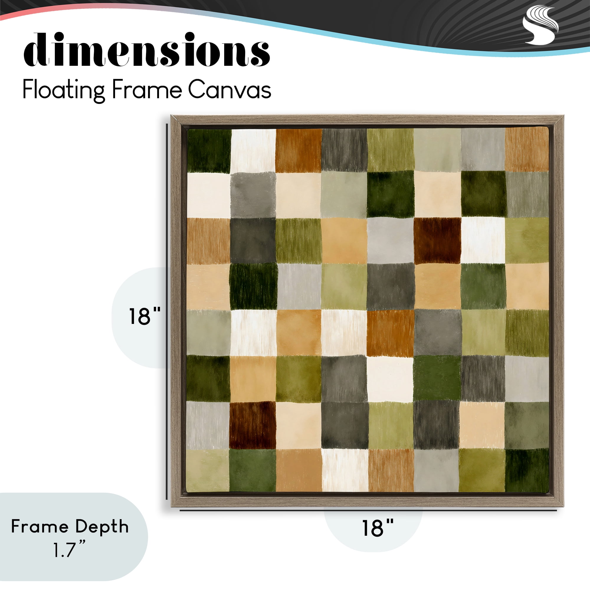 Stupell Industries Checkered Earth Tones Brown Framed Floater Canvas Wall Art, design by Petal Prints Design