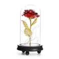 thumbnail image 1 of Yuarrent Cúpula de rosa de la Bella y la Bestia, lámpara de rosa de regalo de flor artificial de rosa dorada de 24 quilates en cúpula de cristal, rosa Iluminación navideña Yuarrent HA015031-00, 1 of 6
