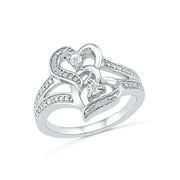 STERLING SILVER 0.03 CTTW WHITE DIAMOND HEART RING