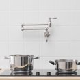 thumbnail image 2 of Pot Filler,Wall Mount Commercial Pot Filler Faucet,Brass Material Kitchen Folding Faucet,Coffee Machine Faucet with Stretchable Double Joint Swing Arms,Style A,Brushed Nickel, 2 of 6