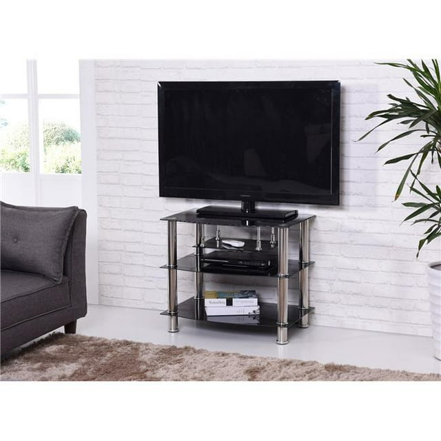 Meuble Télé en Verre à Quatre Tablettes avec Support