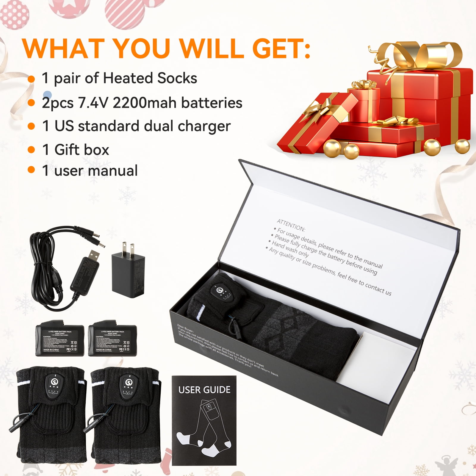 SNOW DEER Heated Socks for Men Women with APP Control,7.4V Electric Rechargeable Battery Heating Socks Men Women for Hunting Fishing Camping Hiking Motorcyle Ski Skating Warm Socks Foot Warmer