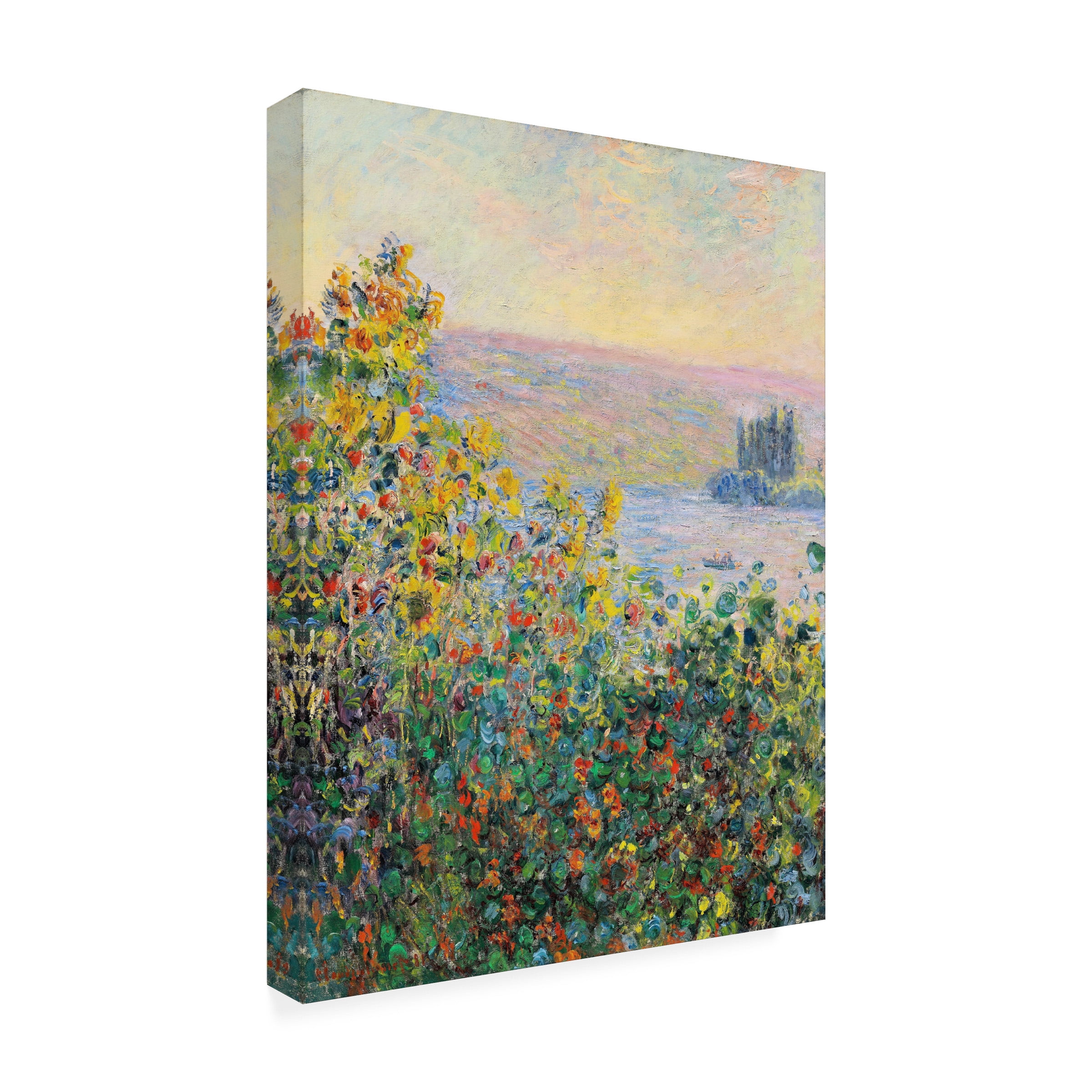 Monet 'Flower Beds At Vetheuil' Canvas Art
