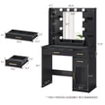 thumbnail image 3 of ELYKEN 35.4"W Makeup Vanity Desk with Power, Mirror&Lights, Black, 3 of 10
