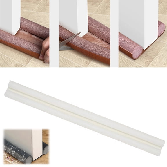 Door Stoppers for Bottom of Doors 36” Under Door Draft Draft Stopper Noise Blocker Against Insects and Cockroaches Adjustable Door Sweep Draft Seal Home Essentials Gadgets (White)