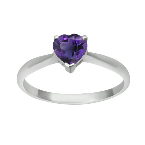 5MM Heart Shape Purple Amethyst 925 Sterling Silver Mother's Day Gift Ring