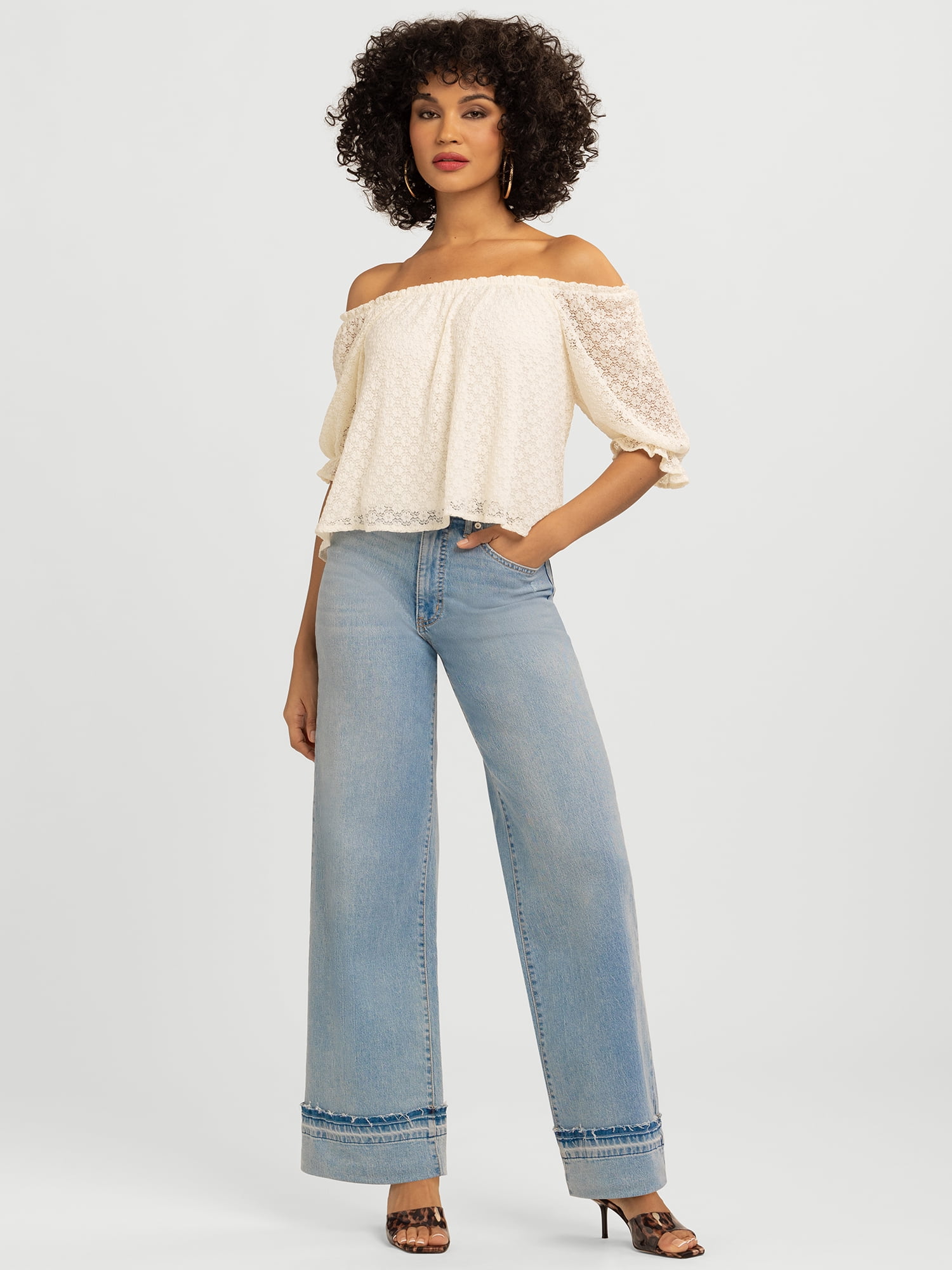 Jessica Simpson Women's and Women's Plus Freesia Wide Leg Jeans, 30", 32", and 34" Inseams, Sizes 2-24W