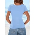 thumbnail image 5 of PRETTYGARDEN Short Sleeve Shirts for Women Summer Trendy Scoop Neck Ribbed Tops Spring Casual Slim Fitted Basic Tees, 5 of 10