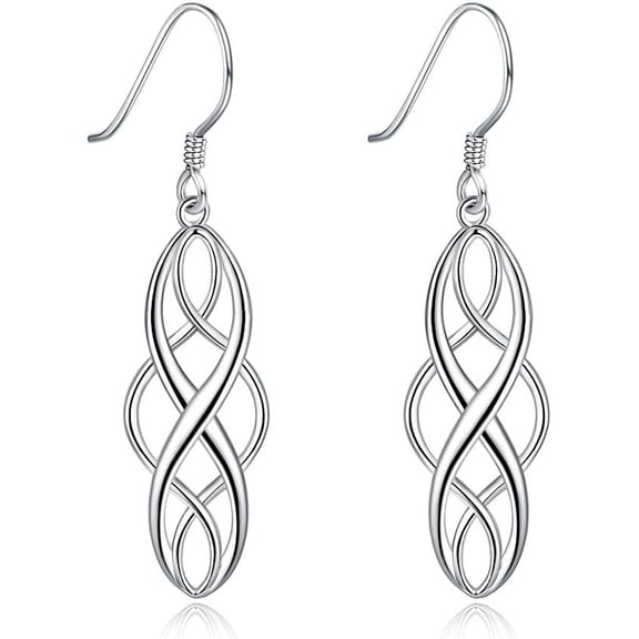 Elegant 925 Sterling Silver Celtic Knot Infinity Love Drop Dangle Earrings With Post for Women Hypoallergenic Fashion Luckly Goldtone Plated Dangling