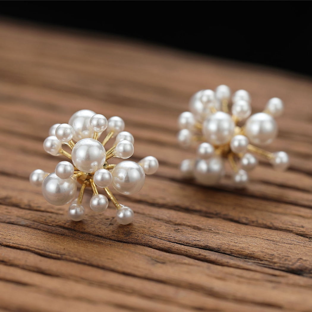 Heart Shape Pearl Necklace Silver Earrings Jewelry Set | Mimi La Mode