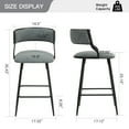 thumbnail image 2 of Set of 2 26'' Counter Height Bar Stools, Grey - PU Cover, Black Powder Coating Base with Footrest, for Kitchen Island​, 2 of 11