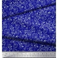 thumbnail image 2 of Soimoi Blue Cotton Voile Fabric Artistic Leaf & Floral Print Sewing Fabric Yard 56 Inch Wide, 2 of 3