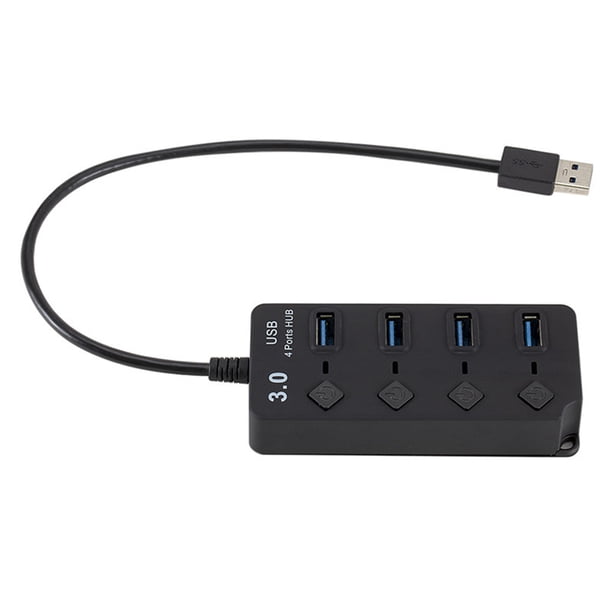 Divisor USB 3.0 de 4 puertos 1-drag-4 Estación adaptadora USB de transmisión de alta velocidad con interruptor de encendido / apagado Scienceny EL4986-00B
