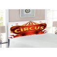 thumbnail image 2 of Circus Headboard, Circus Sign Baroque Style Big Top Enjoyment Theme Marquee Nightlife Retro, Upholstered Decorative Metal Bed Headboard with Memory Foam, Full Size, Yellow White Red, by Ambesonne, 2 of 4
