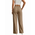 thumbnail image 6 of Women Wide Leg Pants High Waisted Business Casual Work Trousers Dressy Pants with Pockets Khaki S, 6 of 10