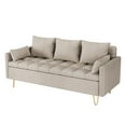 thumbnail image 2 of Gymchoice Three-Seat Sofa Couch Faux Leather Sofas with Lift-Up Storage and Comfortable Hand Stitched,Pillows,Modern Design with Button Tufted and Gold Metal Legs, 2 of 7