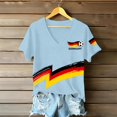 thumbnail image 4 of Women's Germany Football Graphic T-Shirt, V-Neck Casual Letter Print T-Shirt, Fashion Short Sleeve Graphic Tee, Summer Daily Lightweight Tops for Soccer Tournament 2026 Light Blue Size: 2XL, 4 of 4