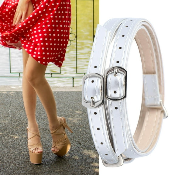QIFULL Anti Drop Shoe Straps for Women High Heels Silver Pu 1 Pair