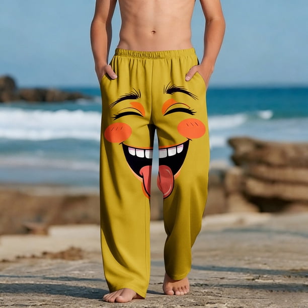 Pantalones largos para niños y niñas, de moda, estampados, casuales, de playa, con bolsillos.