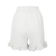 thumbnail image 6 of Cutuoiiu Women's Solid Color Elastic Waist Cotton Linen Shorts with Ruffle Hem and Pockets for Summer Casual Wear, 6 of 8