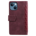 thumbnail image 6 of SaniMore for iPhone 15 Plus (6.7" 2023) Wallet Case with Wrist/Crossbody Lanyard, 3D Lattice PU Leather Flip Kickstand Zipper Purse & Card Slots Magnetic Clasp Shockproof TPU Shell Anti-drop -Winered, 6 of 13