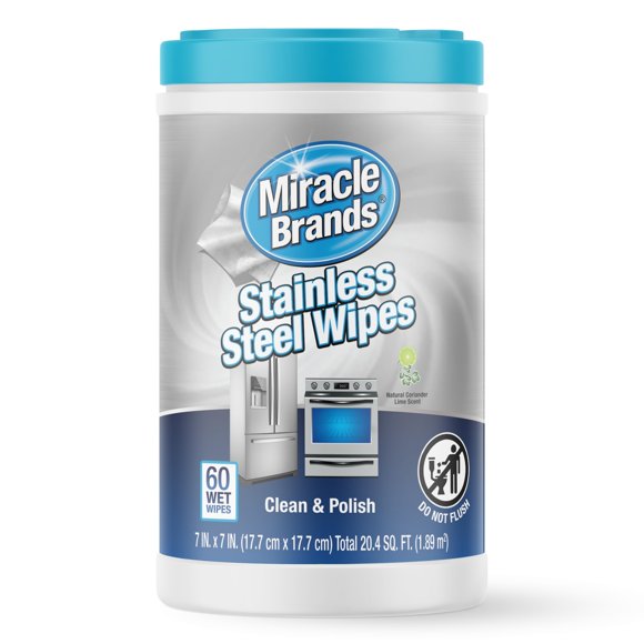 Toallitas limpiadoras MiracleWipes para acero inoxidable, 60 unidades