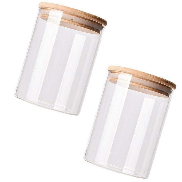 Airtight Food Storage Containers 2Pcs Glass Storage Jars With Bamboo Lid Perfect For Families 300Ml Sealed Kitchen Organizers