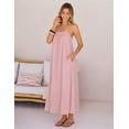 thumbnail image 4 of Merokeety Womens Summer Dresses Boho Spaghetti Strap Square Neck Linen Blend Maxi Sundress Pink l, 4 of 6
