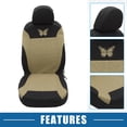 thumbnail image 3 of Kit universal de 9 fundas para asientos de coche, lavables, protectores para asientos interiores de coche, patrón de mariposa, color beige, 3 of 7