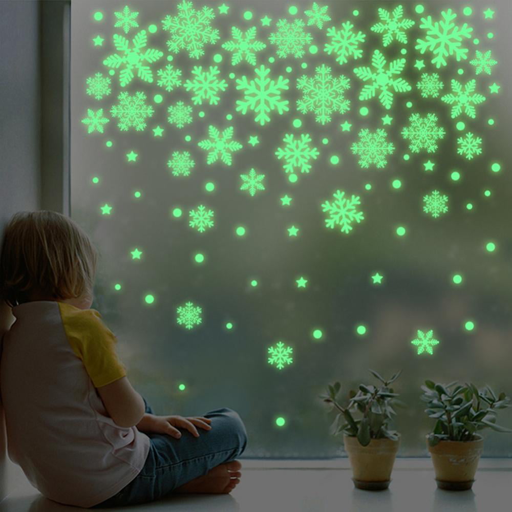 The Dark Stars Glow Snow Flakes Wall Stickers Kids Bedroom Nursery Ceiling Fun 