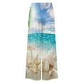thumbnail image 6 of Summer Beach Hawaiian Ocean Palm Tree Marine Sea Waves Women's Casual Wide Leg Pants Comfort Pockets Elastic Waist Loose Fit Pants, 6 of 7