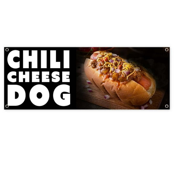 Chili Cheese Dog 13 oz Banner | Non-Fabric | Heavy-Duty Vinyl Single-Sided With Metal Grommets
