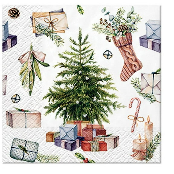 Christmas Tree Napkins CHRISTMAS TREE COLLAGE 40pcs COCKTAIL Napkins, Christmas Paper Napkins, Christmas Paper Napkins for Decoupage