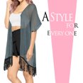 thumbnail image 3 of HAPPY BAY Women's Chiffon Summer Beach Open Front Holiday Kimono Beachwear Duster Cardigans XL-XXL Grey_AB793, 3 of 5