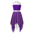 thumbnail image 2 of Alvivi Girls Praise Dance Dress Metallic Sleeveless Liturgical Worship Lyrical Costume Church Tunic Robe Purple 8, 2 of 5