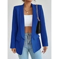 thumbnail image 1 of Women Casual Blazer Suit Open Front Shawl Collar Long Sleeve Fitted Jacket for Office Work Blue XL, 1 of 5